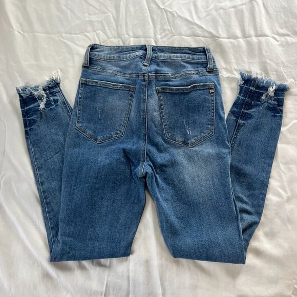 Special A Medium Wash High Waist Fringe Hem Skinny Leg Jeans | Size 3/25 - Picture 7 of 10